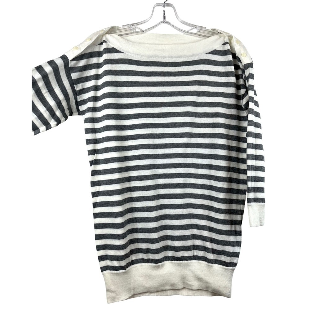 J Crew Striped Boat Neck Sweater XS Nautical Coastal Preppy Pima Cotton Wool
